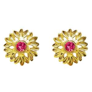 Kriaa 18K chapado en oro rosa austriaco piedra Stud pendiente princesa corte 1311741-para compromiso con patrón de animales de oro rosa - Product Image 1