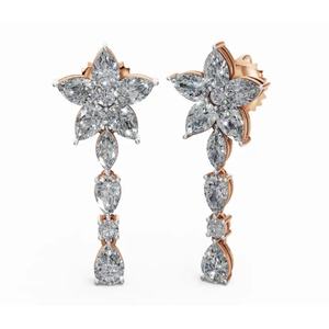 Pendientes de Diseño Selene Cosmic Flora de Oro de 9 Quilates de Primera Calidad, Corte Marquesa y Pera, Joyería Cultivada en Laboratorio, Proveedor Mayorista B2B para Exportación - Product Image 1