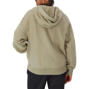 Sweat à capuche pour homme en coton lourd sur mesure, double fermeture éclair, streetwear d'hiver, motif uni, col à capuche, technique de teinture unie - Product Image 2