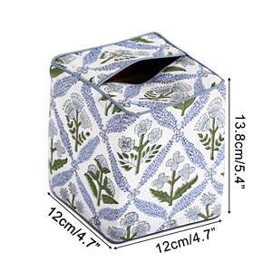 Ridhi Handmade Cotton Vải Trang Trí Vuông Khăn Ăn Chủ Ánh Sáng Thép Màu Xanh Khối In Mô Hộp Bìa Cho Nhà Phòng Ngủ - Product Image 1