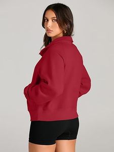 Sweat à capuche surdimensionné confortable pour femmes ourlet réglable demi-fermeture éclair col montant avant Logo personnalisé élégant coupe décontractée vêtements de salon hiver - Product Image 5