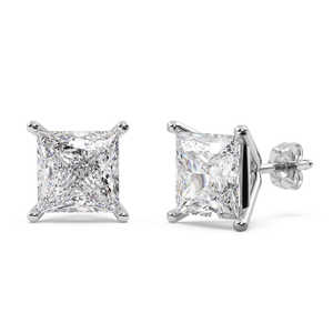 Boucles d'oreilles en or blanc 14 carats avec diamants princesse 0,33 ct (H-I SI2-SI3) - Product Image 1