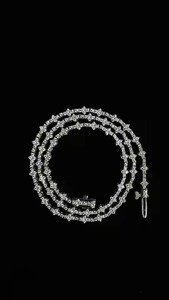 Cadena de eslabones cubanos totalmente helada, joyería de plata de lujo con probador de diamantes con tachuelas VVS de color D, cadena de diamantes de moissanita - Product Image 3
