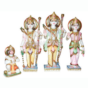 Estatua de Mármol de Ram Darbar, Juego de Ídolos Artesanales de Ram, Sita, Lakshman y Hanuman - Product Image 1