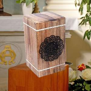 Handcrafted Classic Small Wooden Urn Box Pets Elegant Rectangle Cremation Memorial <b>Keepsake</b> Durable Eco-Friendly Brass Inlay - Product Image 6