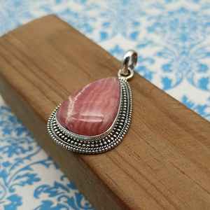 Pendentif en rhodochrosite 925 bijoux Boho faits à la main en argent Sterling prix de gros pendentif en pierres précieuses naturelles fabricant fait à la main - Product Image 5