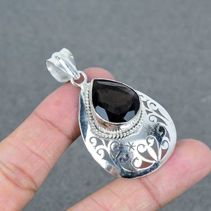 Laiton naturel plaqué argent Onyx noir à facettes en forme de poire pendentif lunette réglage pour mariages fiançailles fêtes cadeau parfait - Product Image 3