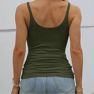 Camisetas sin mangas cortas con logotipo personalizado de verano para mujer, camisetas sin costuras para culturismo de punto acanalado para mujer, camisetas sin mangas hechas por vestido deportivo - Product Image 3