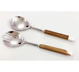 Mango de cuerno sólido con mango pulido y acero inoxidable con juego de servidor de ensalada plateado con producto de la mejor calidad - Product Image 3