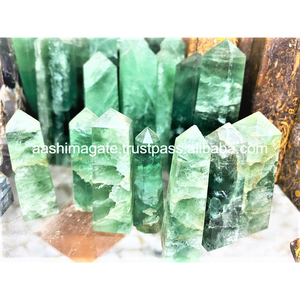 Venta al por mayor a granel verde fluorita obeliscos Torres puntos piedra semipreciosa Natural cristal artesanía Reiki rocas cuarzo Jade piedra preciosa - Product Image 2