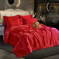 Haute qualité 6 pièces tissé soie Satin housse de couette ensemble Polyester remplissage couleur literie pour reine/roi taille peau amical literie