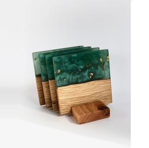 Posavasos de té de madera y resina epoxi con textura Natural, diseño creativo, alfombrillas y palmaditas de madera decorativas, platos, manteles individuales tipo vajilla - Product Image 1