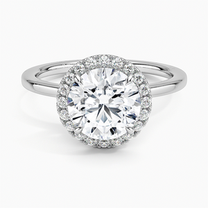 Anillo de compromiso de lujo con diamante moissanita de corte redondo, diseño de halo, plata de ley, anillo de boda para mujer, regalos de promesa de compromiso - Product Image 1