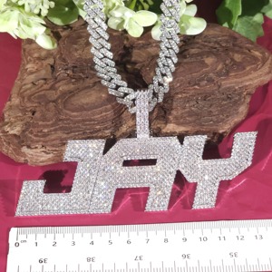 Collar con Colgante de Nombre Personalizado de Hip Hop, Totalmente Engastado con Diamantes de Moissanita VVS, Plata 925, Cadena Cubana para Hombre, Moda - Product Image 1