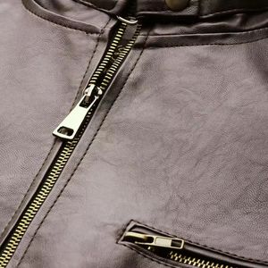 Veste d'hiver décontractée en cuir de vachette véritable de qualité supérieure pour hommes avec col montant Tissu en toile écologique et imperméable - Product Image 6