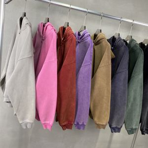 Vente en gros sweat à capuche zippé personnalisé avec lavage à l'acide sweat à capuche en polaire unisexe surdimensionné sweats à capuche délavés à l'acide pour hommes et femmes - Product Image 5