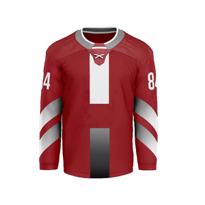 Conjunto de equipo de práctica de hockey sobre hielo por sublimación simple hecho a medida azul cielo blanco negro malla jerseys ropa de hockey personalizable - Product Image 2