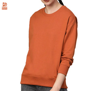 เสื้อสเวตเชิ้ตผู้หญิงแบบสั่งทำพิเศษสำหรับฤดูหนาว ผ้าแคนวาสคอตตอน 100% โลโก้ด้านหน้า สีพื้นเรียบง่าย คอกลม สวมใส่สบาย สีและขนาดตามสั่ง - Product Image 1