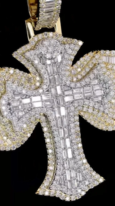 Pendentif croix personnalisé en or rose 18 carats avec diamants Moissanite, style Hip Hop glacé, pour femme, idéal pour mariage et soirée - Product Image 2