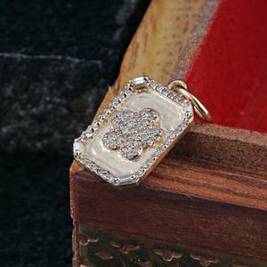 เพชรปูจี้ของแข็ง14พันสีเหลืองทองดอกไม้จี้เครื่องประดับ Banguette ตัดจี้ทองขายส่ง - Product Image 1