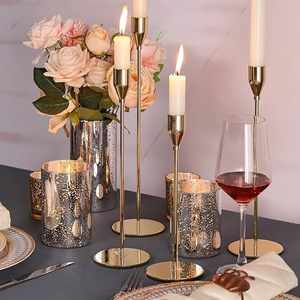 Luxury Modern Romantic Wedding Home Golden Metal Candlestick Stand Long <b>Taper</b> <b>Candle</b> Holder Set for Decorative - Product Image 3