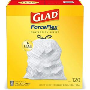 ถุงขยะหูรูดสูง GLAD ForceFlex, ถุงขยะสีขาว 13 แกลลอนสําหรับถังขยะในครัวทรงสูง, ถุงป้องกันการรั่วไร้กลิ่น - Product Image 5
