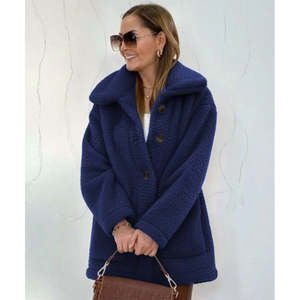 Manteau Welsoft à manches longues et col boutonné pour femme, 29584 - Bleu marine - Product Image 2