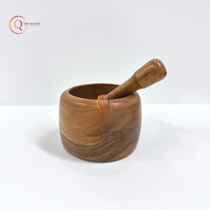 Mortero y Maja de madera Vintage estándar para triturador de hierbas, molinillo de especias, utensilios de cocina hechos a mano, herramienta en la India - Product Image 6