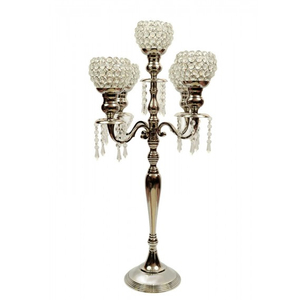 Vente chaude métal aluminium 5 bras boule de cristal support votif taille personnalisée argent fini pour mariage table décorer maisons - Product Image 1