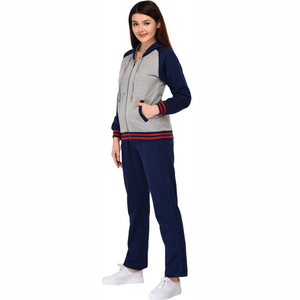 Ensemble de survêtement sportif pour femme avec blocs de couleur, fermeture éclair sur le devant, manches longues, poches latérales, en polyester respirant, idéal pour l'automne - Product Image 2
