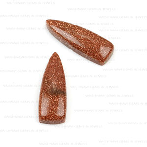 พลอยโกลด์สโตนธรรมชาติทรงไตรลอน ขนาด 10x30 มม. คุณภาพพรีเมียม สีน้ำตาลทอง ขัดเงา ด้านหลังแบน สำหรับทำเครื่องประดับ - Product Image 4