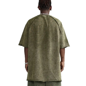 T-shirts en maille lourde lavés, ensemble de survêtement 2 pièces, coupe régulière, 100% coton, logo personnalisé pour hommes - Product Image 6