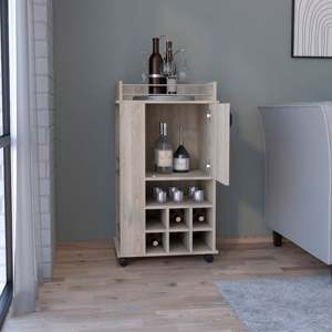 Fraser Holz-und Metall barwagen mit sechs eingebauten Wein regalen und Rollen - Product Image 3