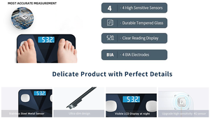 เครื่องวัดไขมันในร่างกายระบบดิจิทัลอัจฉริยะพร้อมจอแสดงผล LCD ฟังก์ชั่นแอปที่ใช้แบตเตอรี่โดยใช้พลังงานจากแบตเตอรี่180กก. - Product Image 6