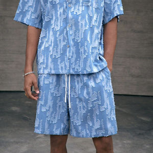 OEM Men's Casual Solid Denim Shorts Unique Style Mid Waist 100% Cotton Drawstring for Winter - Product Image 2