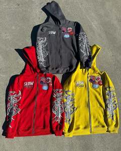 New Design <b>Top</b> Selling Winter Men Hoodies Low MOQ Wholesale <b>Distress</b> Patch Regular Fit 100% Cotton Zipper-Up Made in Pakistan - Product Image 2