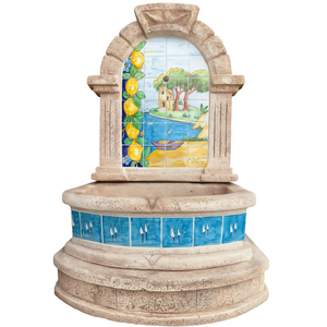 Fontana in Maiolica Modello Vietri Spagnolo H120XL80XD45 cm Effetto Pietra Cemento - Product Image 1