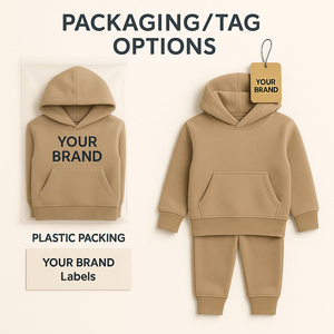 Survêtement d'hiver en polaire pour garçons et filles OEM ODM Vente en gros en usine Ensemble sweat à capuche et jogging deux pièces pour enfants avec logo personnalisé - Product Image 5