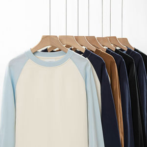 <b>Raglan</b> <b>T</b>-<b>shirts</b> Solid Color Dyed Long Sleeve <b>T</b> <b>shirts</b> Casual Wear Fashion Plain <b>Raglan</b> Long Sleeve <b>T</b>-<b>shirts</b> - Product Image 1