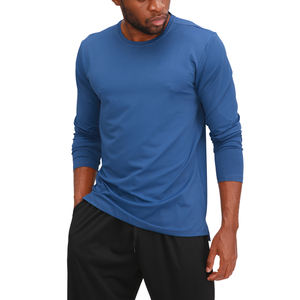 T-shirt de sport décontracté à manches longues pour homme, séchage rapide, haute qualité, personnalisable avec logo, vente en gros, MOQ 1 pièce - Product Image 2