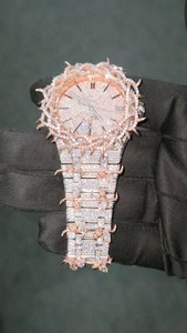 Montre de luxe pour homme, style hip-hop, bracelet en acier inoxydable, cadran en verre personnalisé de 40 mm, diamant moissanite taillé, mouvement à quartz MIYOTA - Product Image 2