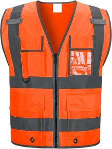 Gilet de sécurité réfléchissant haute visibilité 100 % polyester avec fermeture éclair, couleur et logo personnalisables, écologique pour les tenues de travail estivales (vente en gros) - Product Image 3