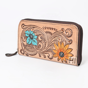 Portefeuille en cuir Crazy Horse pour femmes, portefeuille vintage à double pli en cuir véritable - Product Image 3