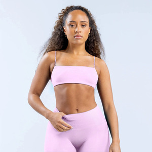 New Trend Lightweight Nylon/Spandex Sports Bra High Elastic Yoga Crop Skinny Strap Full Matte Beauty <b>Back</b> Chest <b>Pad</b> <b>for</b> Fitness - Product Image 4