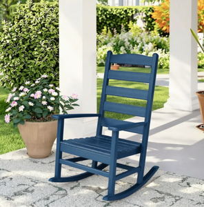 Fauteuil à bascule traditionnel en bois pour extérieur, dossier à tiges, design durable pour usage en jardin - Product Image 4