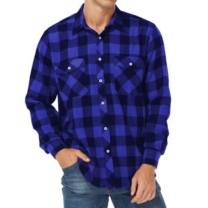 Nouveau design de robe en gros pour hommes chemise en flanelle à carreaux printemps automne pour hommes chemises décontractées à manches longues de coupe régulière - Product Image 6