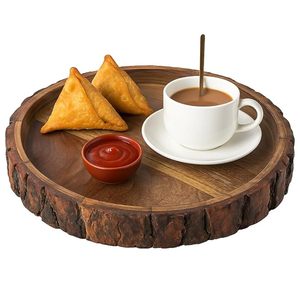 Plato de aperitivos de madera de fabricante confiable con asas ideales para eventos familiares, picnics y entretenimiento diario en el hogar - Product Image 4