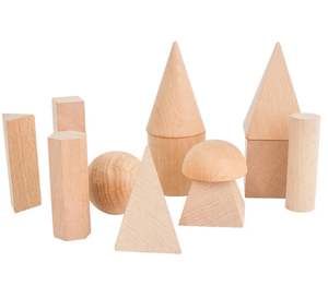 Ensemble de 10 solides géométriques en bois |   Jouet d'apprentissage Montessori en formes 3D |   Fournisseur direct d'usine - Product Image 5