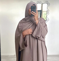 Robe Kaftan Abaya Tendance pour Femme en Mélange Coton-Polyester, Coupe Ample, Longueur Ras du Sol, Extensible dans les Quatre Sens, Modeste, Mode Ramadan Aïd Dubaï
