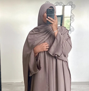 Trendy Women Kaftan Abaya Cotton Poly Blend Loose Fit Modest Floor Length Four-Way Stretch <b>Dress</b> Ramadan <b>Eid</b> Dubai Fashion - Product Image 3